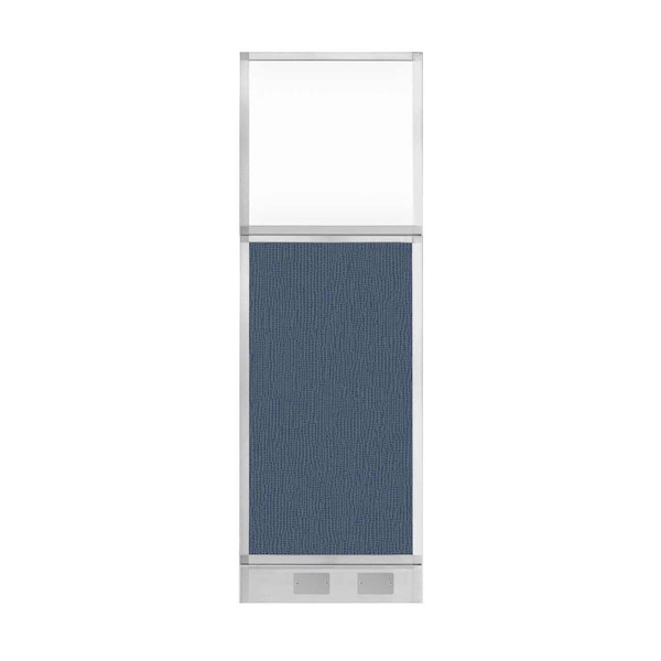 Hush Panel Configurable Cubicle Partition 2' x 6' Ocean Fabric Clear Window w/ Cable Channel